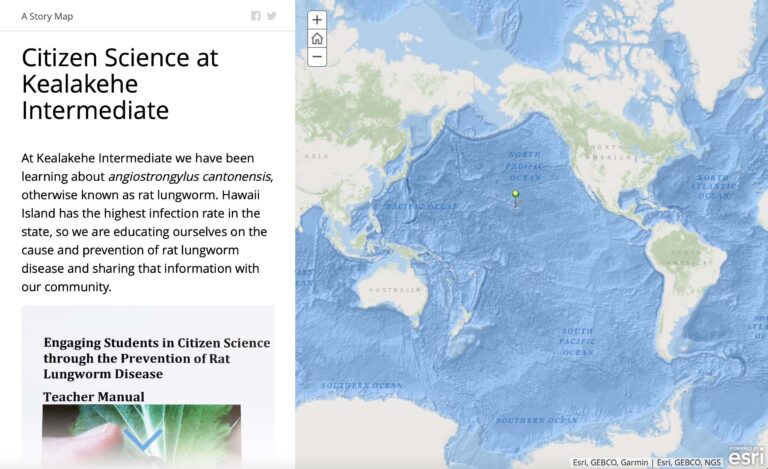 Text alongside a map centered on the Pacific Ocean